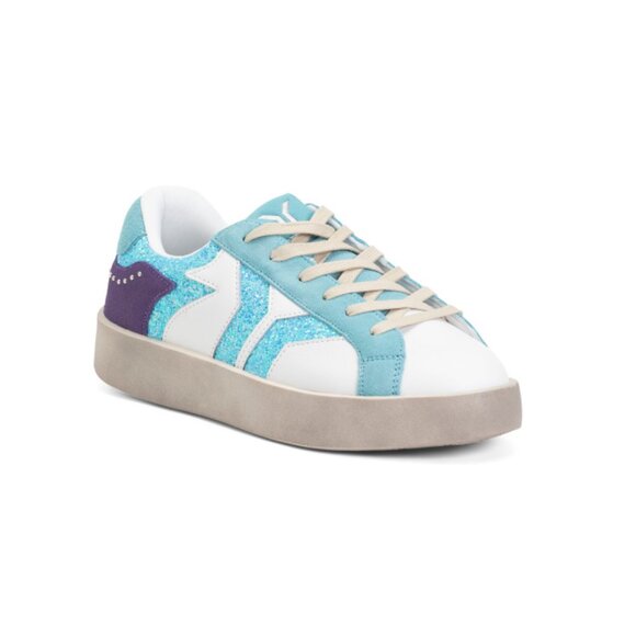 CULTURE OF BRAVE White/blue Leather And Glitter Wing Play Sneakers